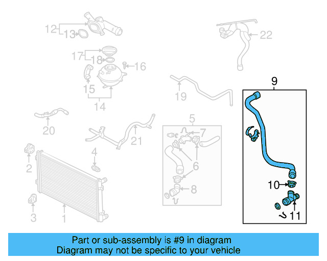 Lower Hose 1J0-122-051-AM - View 3