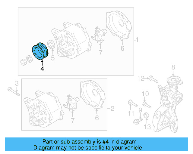 Alternator Pulley 06B-903-119-D - View 5