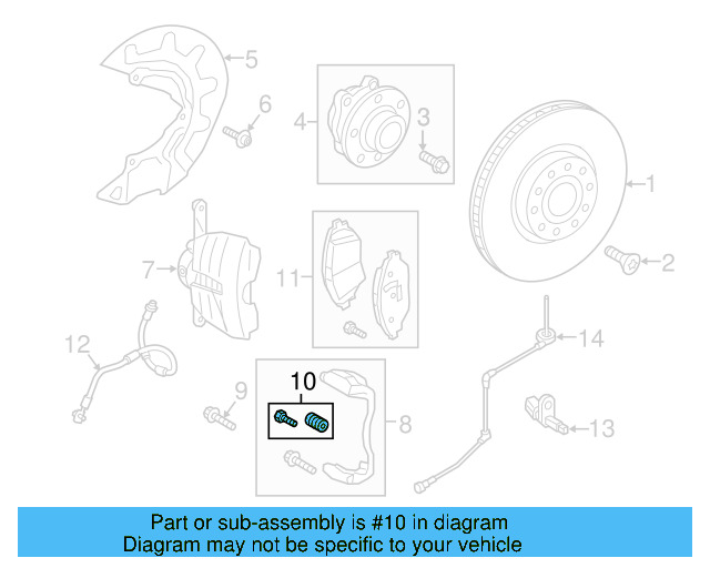 Caliper Mount Bushing Kit 7N0-698-647-A - View 6