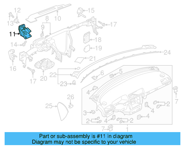 Instrument Panel Cross 1K1-858-383-A - View 13