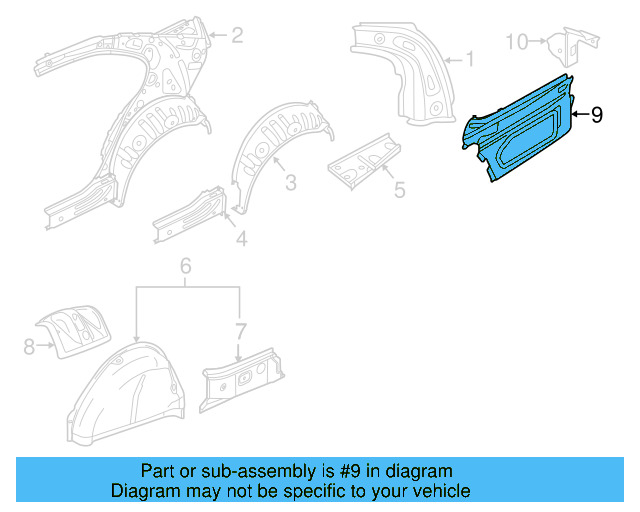 Quarter Panel Reinforcement 1K9-813-332 - View 9