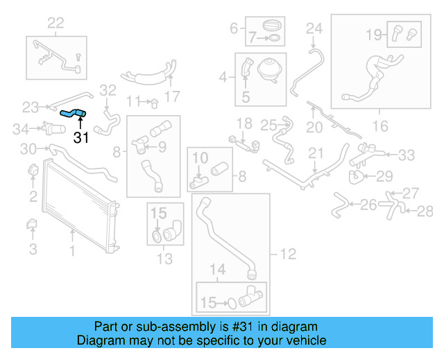 Upper Hose 1C0-122-101-T - View 3