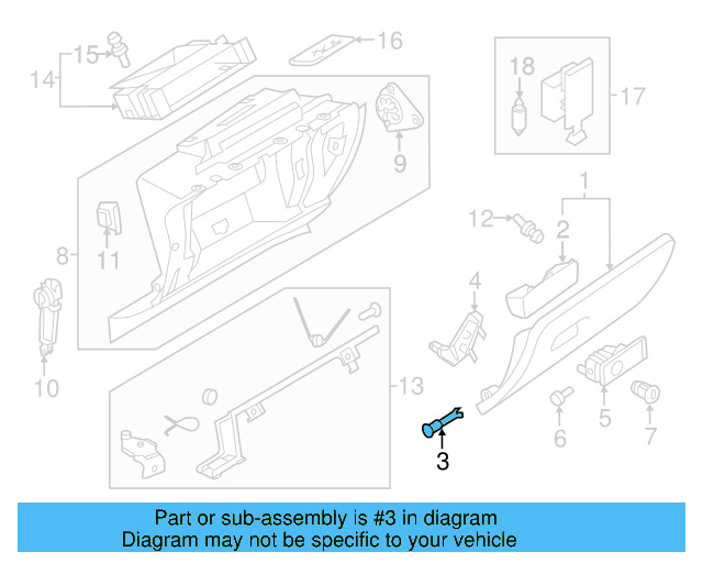 Glove Box Door Hinge Pin 3C0-857-169 - View 16