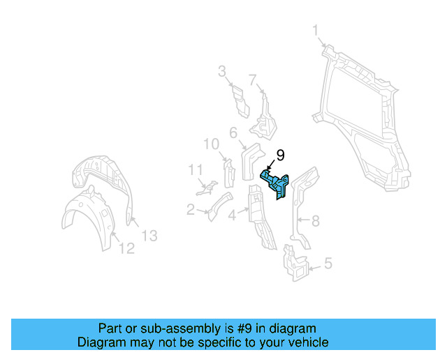 Roof Side Rail Reinforcement 1J9-810-544-A - View 3