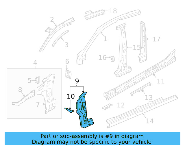 Hinge Pillar Reinforced 3G8-809-204-C - View 3