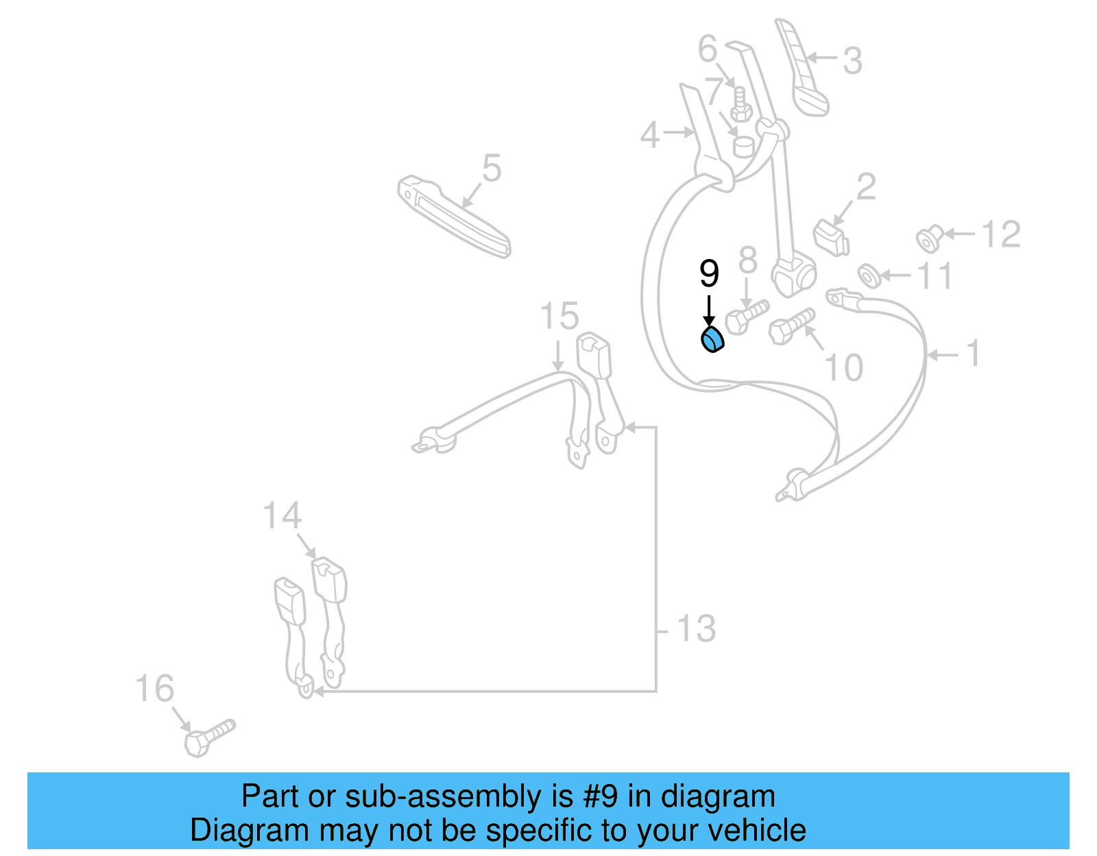 Center Seat Belt Cap 281-857-797-01C - View 15