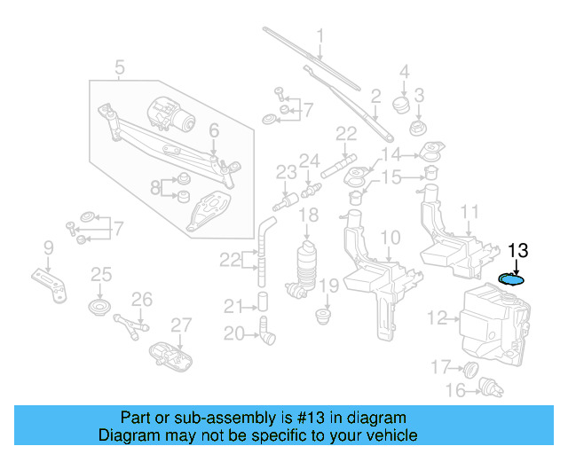 Washer Reservoir Seal 3C0-955-489-A - View 14