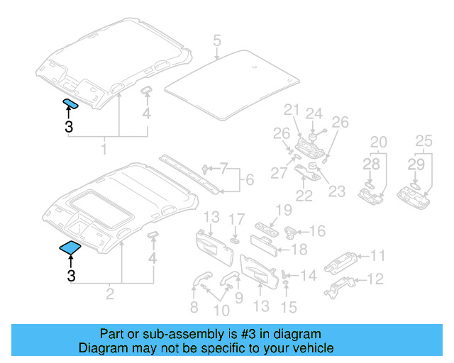 Headliner Reinforcement 3B0-867-600 - View 5