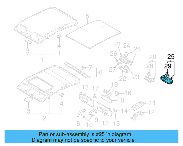 Interior Lamp 3B0-947-291-B-95T - View 38