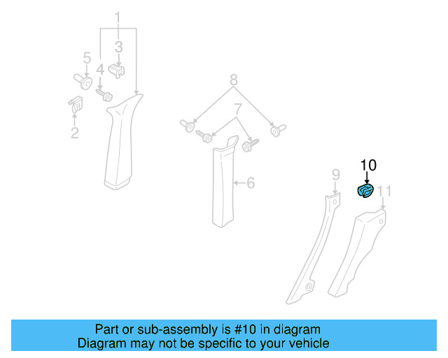Upper Quarter Trim Clip 3B0-880-288-A - View 12