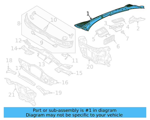 Cowl Grille 11B-819-403-B-9B9 - View 2