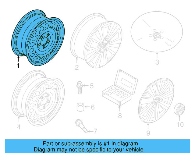 Wheel, Alloy 5G0-601-025-BB-8Z8 - View 7
