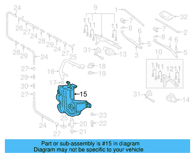 Washer Fluid Reservoir 3D0-955-453-P - View 2