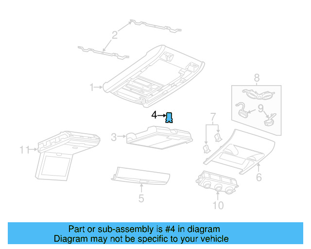 Overhead Console Rear Bracket 7B0-817-161-A - View 2
