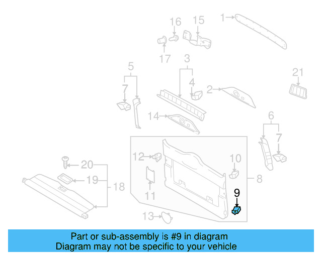 Windshield Pillar Trim Clip 4A0-867-276 - View 18