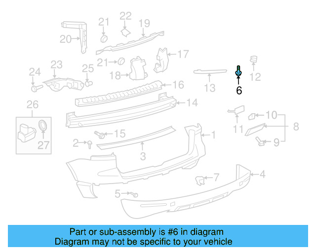 Bumper Cover Support Rail Bolt 6N0-807-199 - View 7