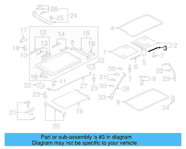Sunroof Glass Gasket Set 1K9-898-068 - View 6