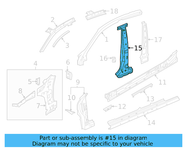 Center Pillar Reinforced 3G8-809-220-A - View 3