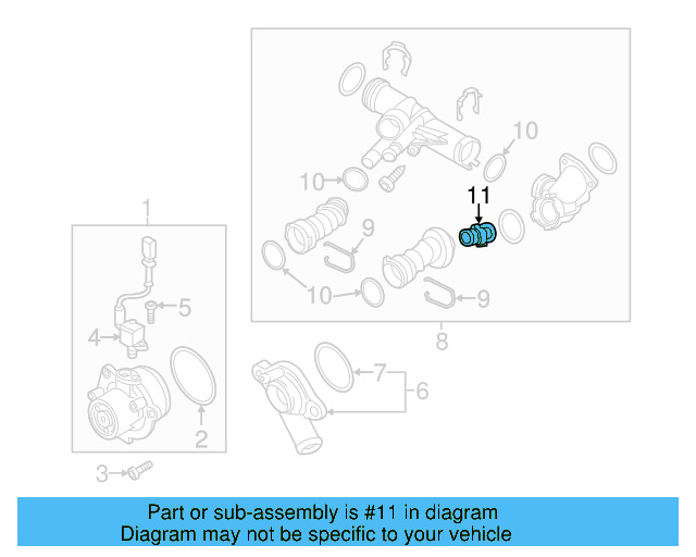Engine Coolant Thermostat 04L-121-113-D - View 2