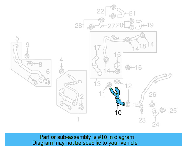 Radiator Coolant Hose Adapter 5Q0-121-619-A
