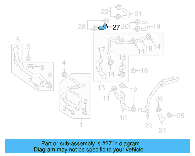HVAC Heater Hose 5Q0-122-073-BK