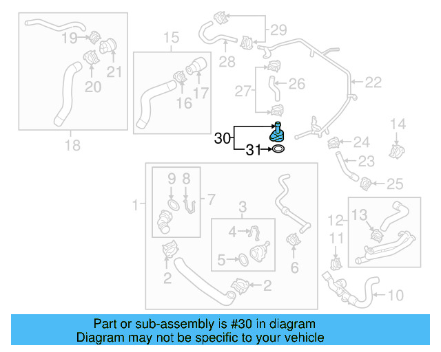 HVAC Heater Hose Connector 06K-121-143 - View 22