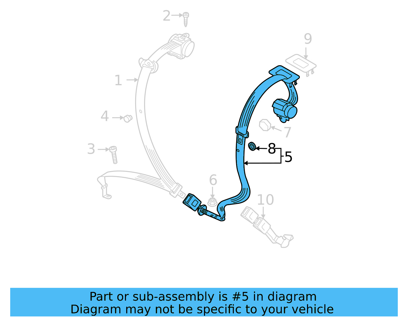 Center Belt Assembly 2GJ-857-807-C-RAA - View 4