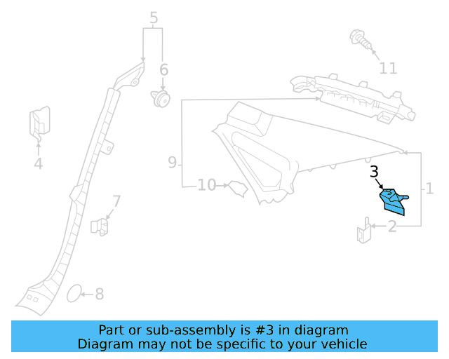 Upper Pillar Trim Retainer 3CG-867-283 - View 13