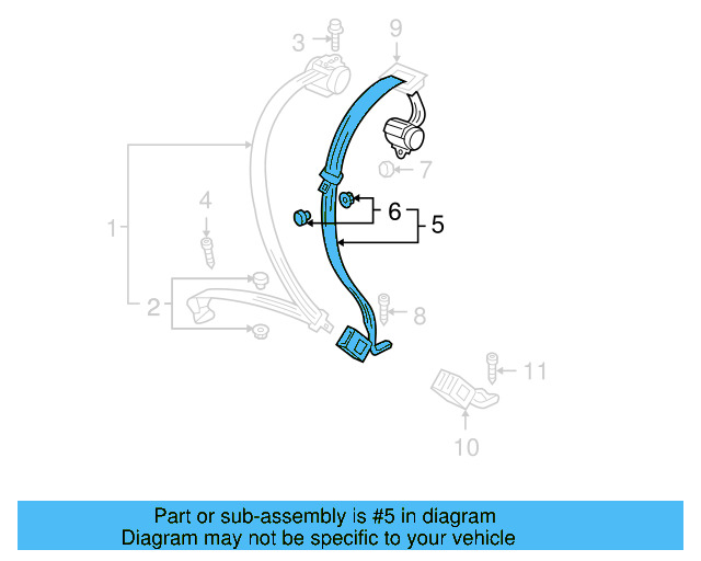 Center Belt Assembly 1K6-857-807-AJ-RAA - View 2