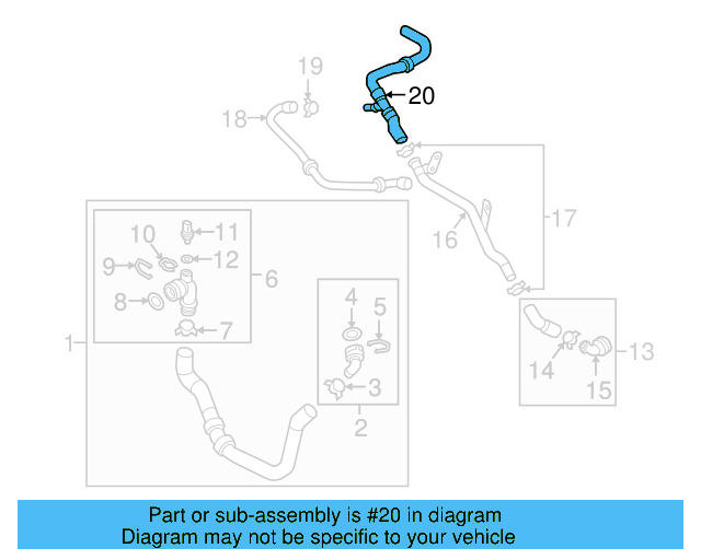 Water Hose 1K0-122-109-CL - View 7
