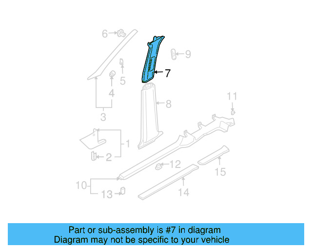 Upper Center Pillar Trim 1J5-867-243-H-2XP