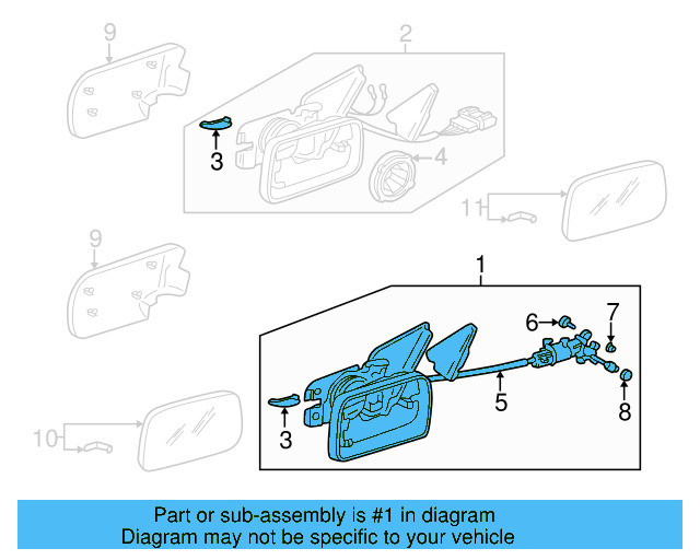 Mirror Assembly 1E1-857-507-E-01C - View 3