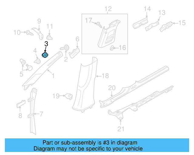 Upper Center Pillar Trim Retainer Nut 1K0-880-288-A - View 59