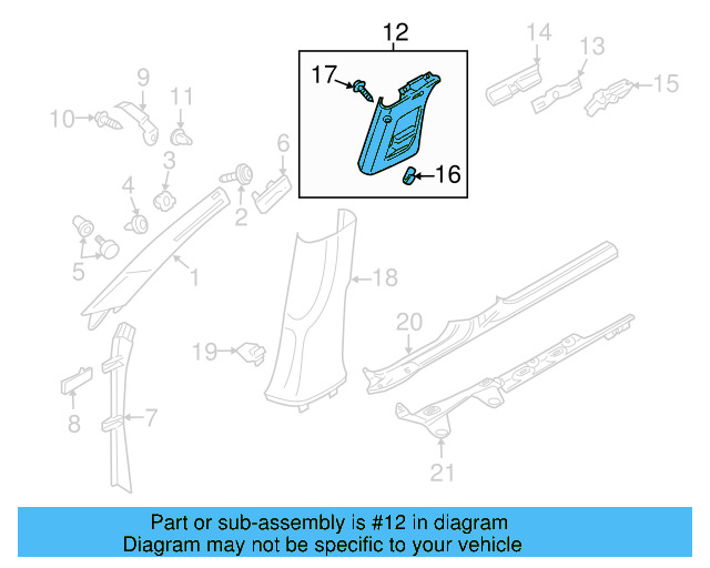 Upper Center Pillar Trim 3C0-868-417-F-3U5