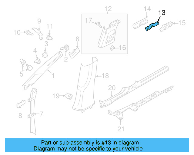 Upper Center Pillar Trim Retainer 3C0-867-283