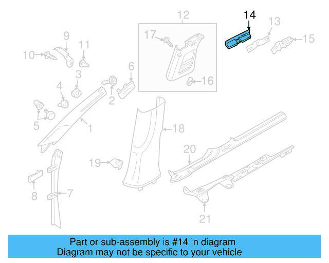 Upper Center Pillar Trim Retainer 3C0-867-283 - View 8