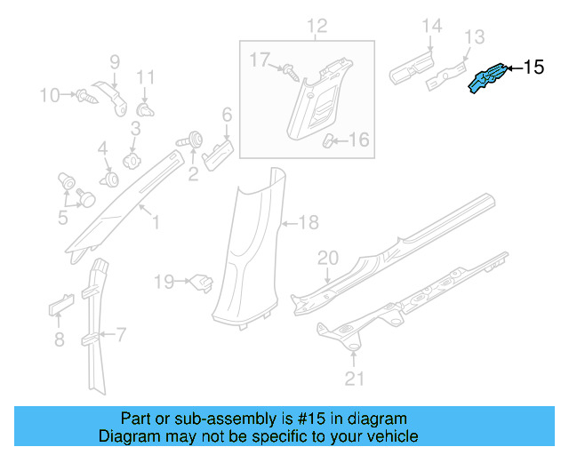 Upper Center Pillar Trim Trim Plate 3C0-853-437-C-28U - View 9