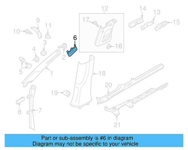 Upper Center Pillar Trim Trim Plate 3C0-853-437-C-28U - View 6