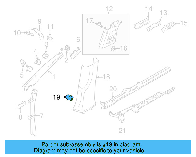 Lower Center Pillar Trim 3C0-867-292-F-7G8 - View 5