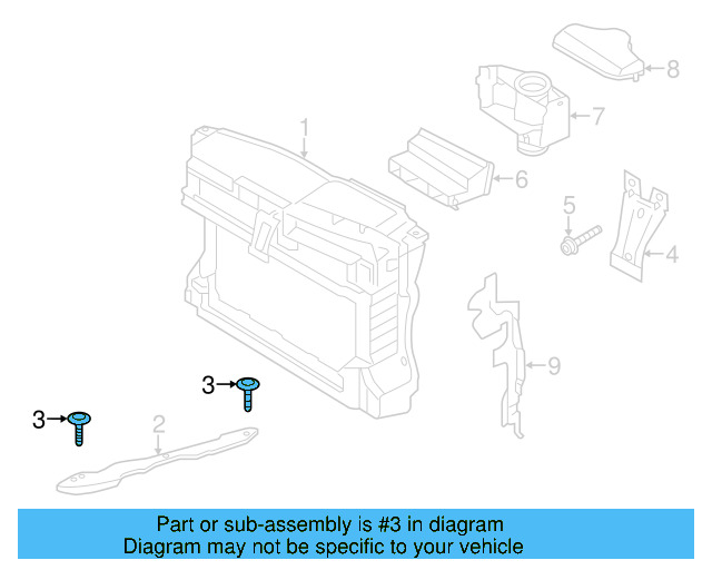 Radiator Support Panel Reinforcement Bolt N-910-338-02 - View 50