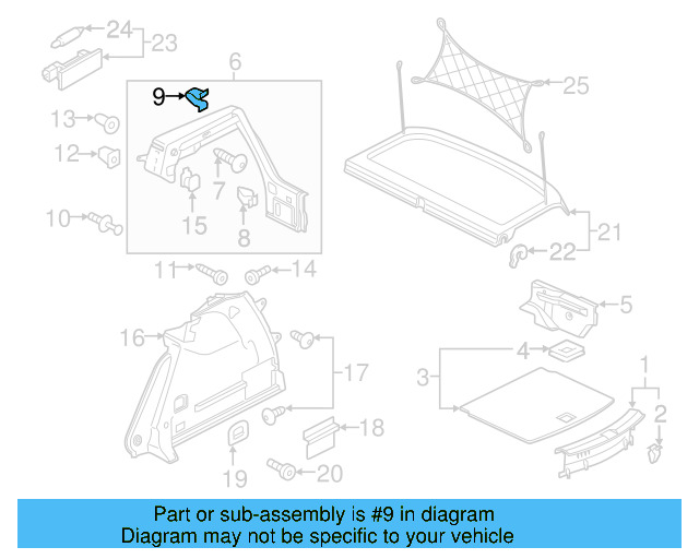 Door Window Switch Bezel Clip 1J0-858-137-B - View 10
