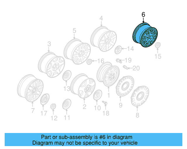 Wheel, Alloy 1J0-601-025-AD-091 - View 9