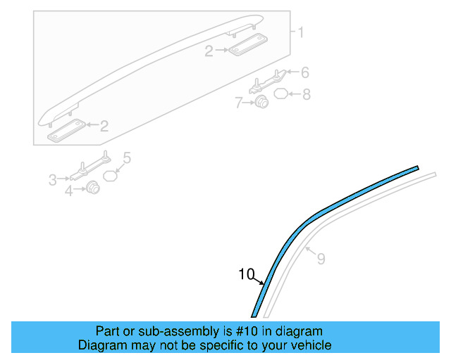 Drip Molding Retainer Strip 7P6-854-714-A-9B9 - View 3