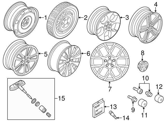 Wheel, Alloy 5K0-601-025-AF-88Z