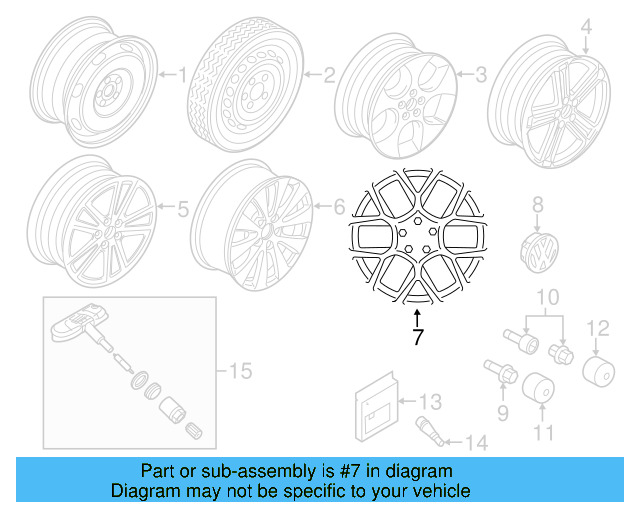 Wheel, Alloy 5K0-601-025-AF-88Z - View 8
