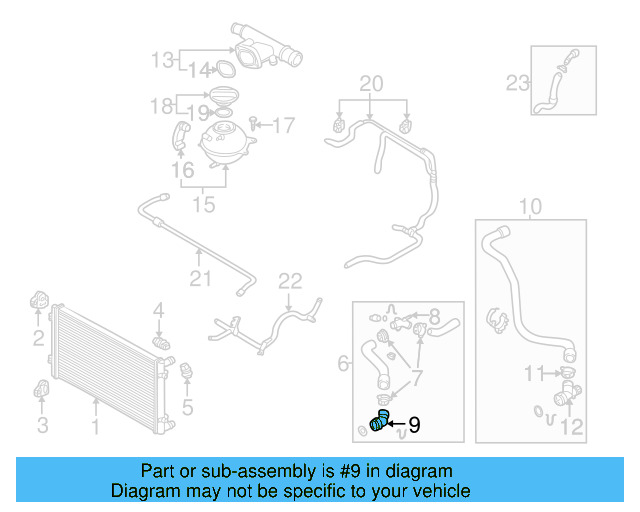 Cooling System Bypass Line Adapter 1J0-122-291 - View 23