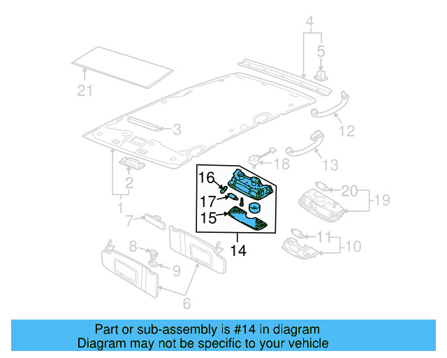 Dome Lamp Assembly 3B0-947-105-C-Y20 - View 21