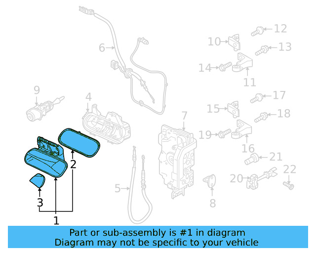 Handle, Outside 11A-837-206-CB-GRU - View 3