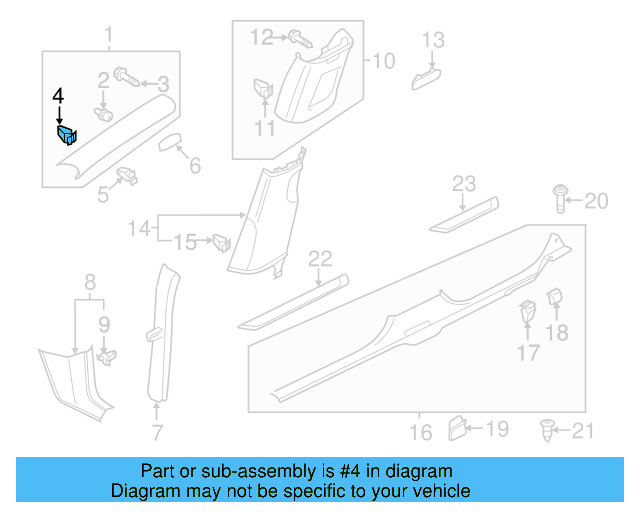 Upper Center Pillar Trim Retainer 3C0-867-632 - View 5