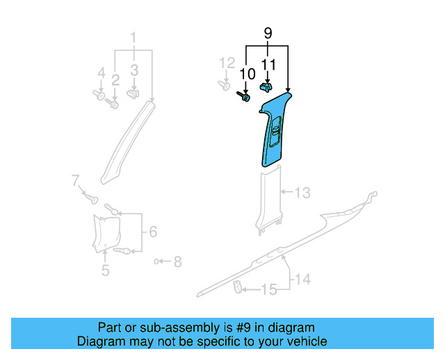 Lower Center Pillar Trim 3B0-867-298-D-B41 - View 8